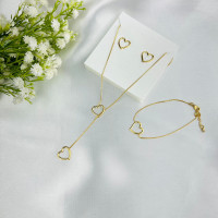 Conjunto Três peças Coração - Semijoia Conjunto Três peças Coração - Semijoia